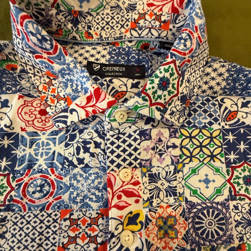 Daniel Cremieux Multicolor Patchwork Print Polo .… - image 2